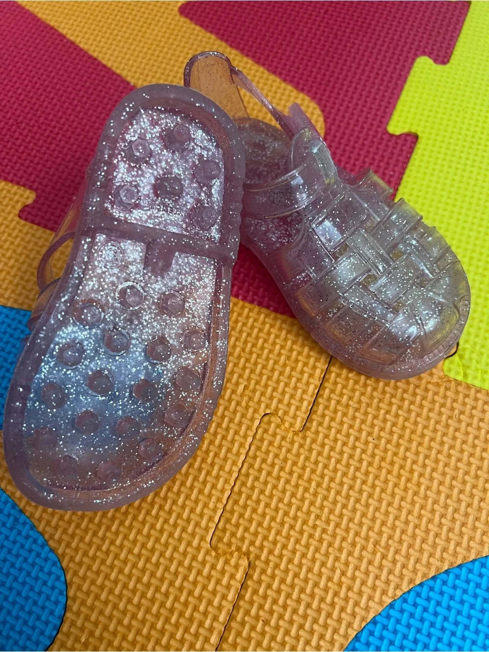 Kids Glitter Jelly Sandals - Pink